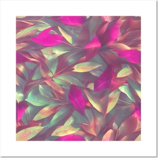 Beautiful Iridescent Leaves Pattern Posters and Art